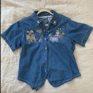 Vintage Denim Embroidered Shirt